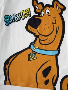SCOOBY-DOO X SHEIN Tween Boy Letter Cartoon Print Short Sleeve Top And Shorts Casual Daily Home Sleepwear Set - Grey - View 6