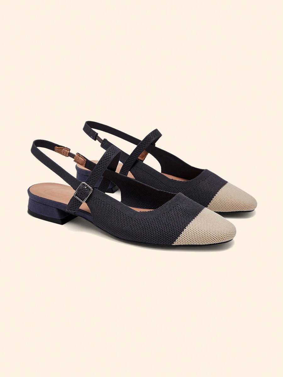 CUCCOO BASICS Women's Mary Jane Flat Shoes With Ribbon Strap, Comfortable Square Toe - Grey apricot - View 1