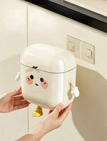1PC Plastic Wall-Mounted Sealed Trash Can That Can Be Installed Without Drilling. With A Waterproof Design, It Is An Ideal Choice For Kitchens, Bathrooms And Offices. Lightweight And Compact, It Is Suitable For Kitchens - one size fits all - View 3
