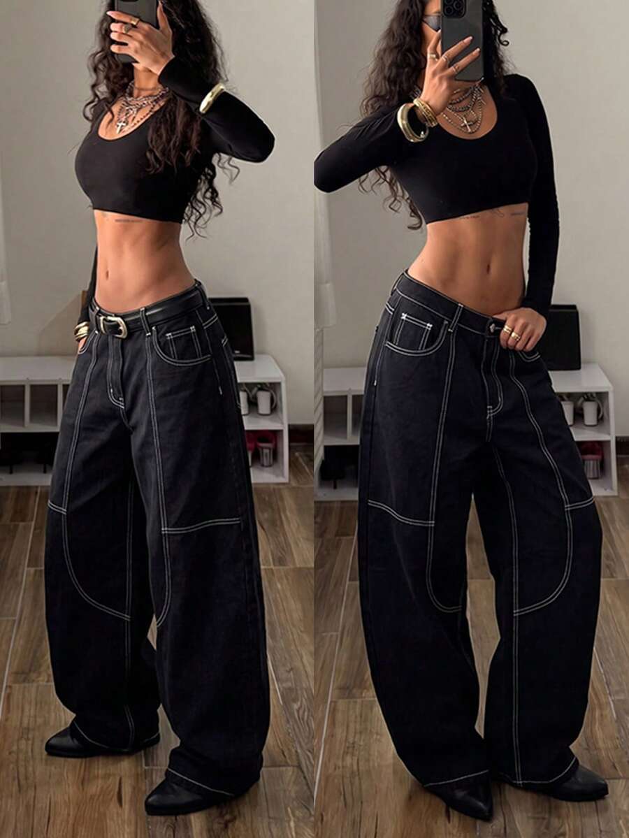 SHEIN HypeZone Fashion Casual Y2k 2000s Street Style Black And White ...