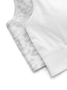 SHEIN Cheerettes 女款無縫 2 入組運動內衣，白色網布設計，可拆式胸墊，純色與豹紋款，適合健身瑜伽 - 白色 - 查看 16