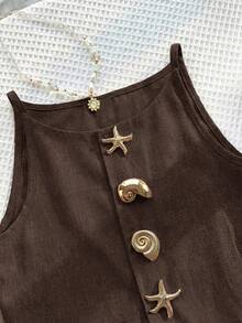 Set Tank Top dan Celana Pendek Cokelat untuk Remaja Perempuan, Pakaian Kasual Sehari-hari untuk Remaja Perempuan - Coklat - View 5