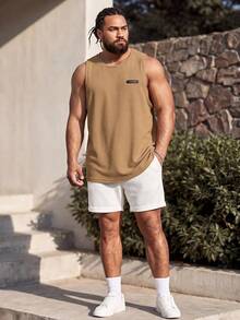 EASEVO Men's Plus Size Summer Casual Versatile Tank Top - Khaki - View 3