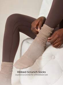 GLOWMODE Cozy Cotton-Blend Slouch Daily Support Socks - Black + khaki - View 3