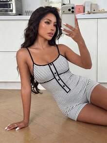 ZzzCrew Sexy Striped All-Over Print Jumpsuit For Women - Multicolor - View 6