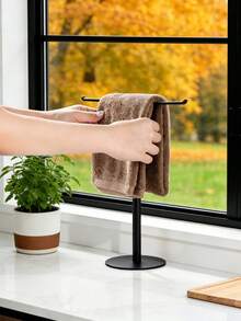 BlackTowel Rack, Bathroom T-Shaped Towel Rack, Kitchen Towel Rack, Make Towel Storage More Simple And Convenient - Black - View 2
