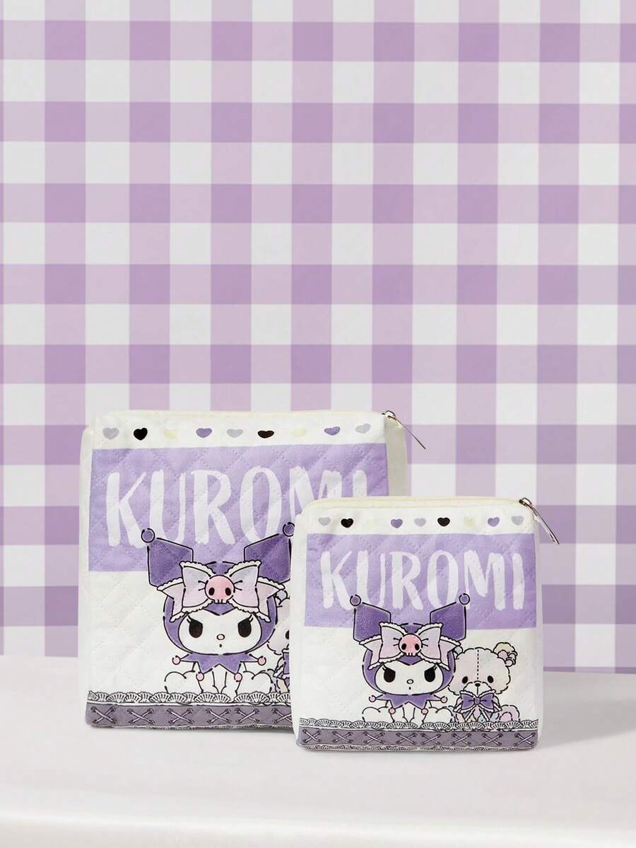 GARFIELD | SHEIN Purple & White Cartoon Character Print Cosmetic Bag, Portable Zippered Organizer - Cartoon-1 - View 1