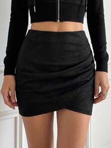 Dazy Tall Women's Pleated Short Elegant Skirt Fall - Black - View 10