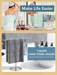 Silvery Towel Rack, Bathroom T-Shaped Towel Rack, Kitchen Towel Rack, Make Towel Storage More Simple And Convenient - Silver - View 4