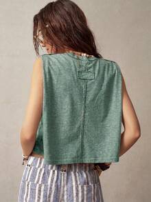 Bohemela Áo tank top không tay cổ tròn dành cho nữ đi nghỉ mát - Màu xanh lá cây đậm - Xem 6