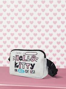 HELLO KITTY AND FRIENDS | SHEIN Tas Pinggang Motif Kotak-kotak Putih & Merah Muda, Tas Sabuk dengan Tali yang Dapat Diatur - Kartun-2 - View 1