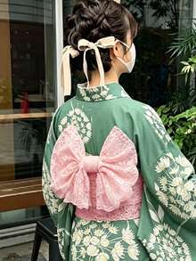 Irokai 日式傳統夏季女款浴衣和服腰帶 - 粉色 - 查看 8