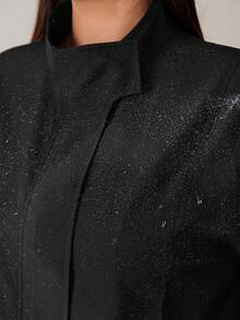 Solflare Plus Size Casual Versatile Black Jacket, Autumn - Black - View 6