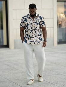 thenoahjr thenoahjr Men's Geometric Pattern Woven Shirt For Summer - Khaki - View 4