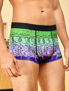 Notgurli Men's Letter Print Colorblock Casual Goth Daily Swimming Boxer Briefs Light Blue Winter - Multicolor - View 5