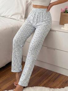 SHEIN Cotton Line 女款花卉印花高腰休閒舒適睡褲 2 件組 – 多色 - 彩色 - 查看 5
