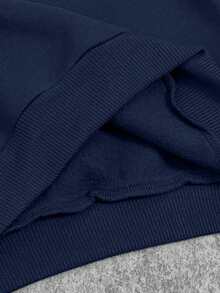 小男孩字母印花長袖運動衫與長褲休閒套裝 - 藏蓝色 - 查看 7