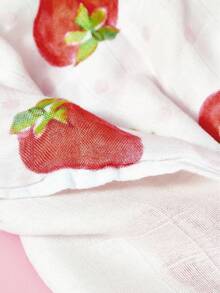 Strawberry Shortcake X SHEIN 1件 100*100cm 卡通圖案印花夏季天然雙層竹纖維嬰兒包巾 嬰兒包巾 嬰兒包 透氣柔軟紗布巾 多用途 - 彩色 - 查看 6