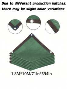 1 tấm lưới che nắng chống nắng 90% – màn chắn ngoài trời chống tia UV, chống gió với viền đen và khoen, kèm dây buộc cho ban công, lều sân vườn, vườn - Màu xanh lá cây - Xem 15