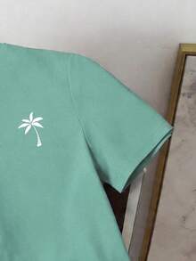 Daypath Men's Coconut Tree Print Short Sleeve T-Shirt And Shorts Casual Daily Outfit - Mint Green - View 3