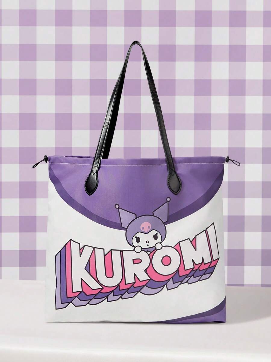 HELLO KITTY AND FRIENDS | SHEIN 女款卡通印花圖案便利手提包 - 白紫 - 查看 1