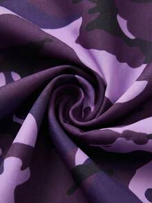 Slaydiva Chaqueta de Talla Grande con Estampado de Camuflaje y Cordón en el Bajo para Uso Diario - Morado - Ver 7