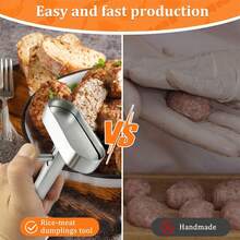 1pc Falafel And Meatball Maker Scoop, And Non-Sticky Stainless Steel Meatball And Falafel Baller Tool, Stainless Steel Professional Falafel Maker Scoop,Baller Scoop Mold - Silver - Upgraded - View 6