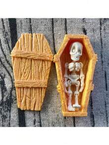 POKOJA LAND Halloween Skeleton Coffin Decor, Cute Boxed Posable Figurine, Mini Decorative Model Set, Halloween Party Tabletop Decor, Holiday Home Accents, Ideal As Halloween Gift For Friends - Multicolor - View 10