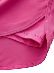 SHEIN Cheerettes Women's Plus Size Drawstring Waist Casual Versatile Daily Travel Sports Shorts Pink Double Layer Shorts Soft Stretch Fabric Inner Side Pocket Split - Tropical Pink - View 8