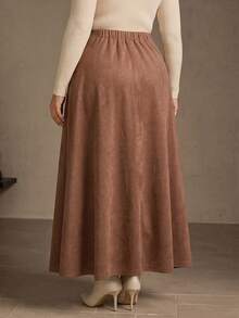 MOTF PREMIUM 2026 NEW FASHION ELEGANT STYLE PLUS SIZE WOMEN'S SUEDETTE SKIRT - Coffee Brown - View 5