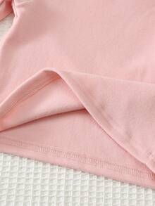 Cozy Pixies Baby Girl Solid Color Knit Soft Round Neck Long Sleeve Pullover Top 4pcs Set - Baby Pink - View 7