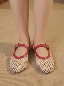 Styleloop Sepatu Flat Wanita, Gaya Bohemian, Liburan Pantai, Gaya Barat, Pakaian Musim Panas, Perlengkapan Perjalanan - Merah - View 8