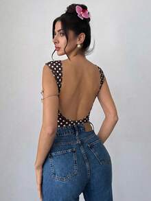 Firerie 女士优雅浪漫波点印花性感连体衣，适合派对、度假、婚礼、生日等场合 - 彩色 - 查看 5