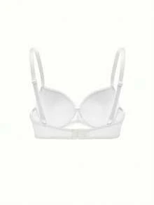 Bonmuse 2件組女款素色蕾絲拼接細肩帶休閒內衣套裝，含鋼圈，適合夏季 - 白色 - 查看 5
