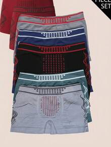 6 Pieces/Package And Comfortable Boxer Shorts With Lettering Print For Men - Multicolor E - View 2