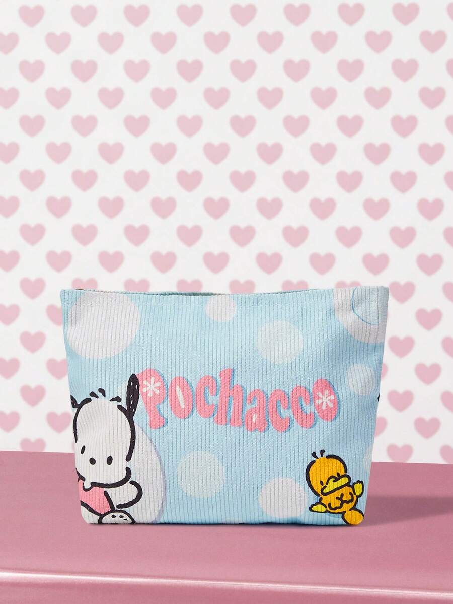 HELLO KITTY AND FRIENDS | SHEIN 1個卡通印花燈芯絨拉鍊化妝包,輕量多功能內襯化妝收納包 - 鴨子 - 查看 1