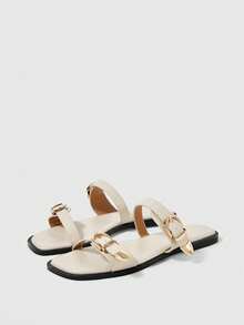 Sleekvia Ladies Comfortable Flat Wear-Resistant Versatile Metal Outdoor Flip-Flops Slippers - Apricot - View 9