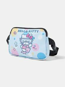 HELLO KITTY AND FRIENDS | SHEIN 淺藍色系圖案腰包，可調節肩帶信使包，休閒百搭 - 卡通 - 查看 7