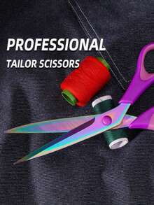 1 Pc Household Purple Stainless Steel Sewing Scissors, Multi-Functional Sewing Combination Scissors, Versatile Hand Scissors, Office Scissors, Stainless Steel With Titanium Coating Colored Scissors, Hardened Sharp Blades, Ergonomic Design - A - View 8