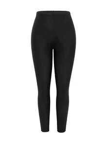 Swim Shayni Women's Summer Beach Vacations Muslim Ruched Long-Sleeve Long-Pant Swimsuit Set Two Pieces Burkini Black Modest - Black - View 5
