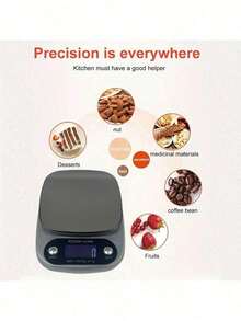 1PC High Precision Stainless Steel Digital Kitchen Scale, Electronic Scale, Precise Baking Household Small Scale, Food Scale, Medication Scale, Coffee Scale, Postal Scale, Kitchen Supplies, Baking Tools - Silver - View 5
