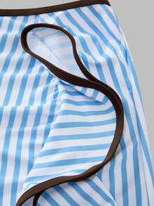Swim Oasis Women's Striped One-Piece Swimsuit Cover-Up Skirt - Multicolor - View 7