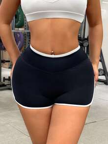 Solea Cove Solea Cove Women's Minimalist Versatile Striped Colorblock Sports Shorts For Running - Multicolor - View 4