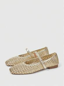 Sleekvia Women's New Flat Shoes With Woven Upper, French Elegant Casual Flat Shoes - Gold - View 9
