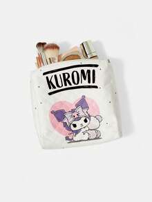 HELLO KITTY AND FRIENDS | SHEIN 白色愛心圖案化妝包，便攜式拉鍊收納袋，附可愛角色印花 - 卡通-2 - 查看 8