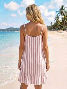 SHEIN LUNE Vestido camisola mini con estampado y bajo con volantes para mujer - Multicolor - Ver 2