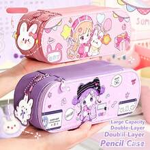 1PC PU Cartoon Double-Layer Pencil Bag,Stationery Pouch/Bag,Makeup Pouch,Pencil Organizer,Zipper Pencil Pouch3D Multifunctional Large Capacity Stationery Box For Teens, Back To School Gift - multicolor - View 7