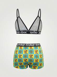 SCOOBY-DOO X SHEIN Women's Minimalist Printed Lingerie Set - Green - View 2