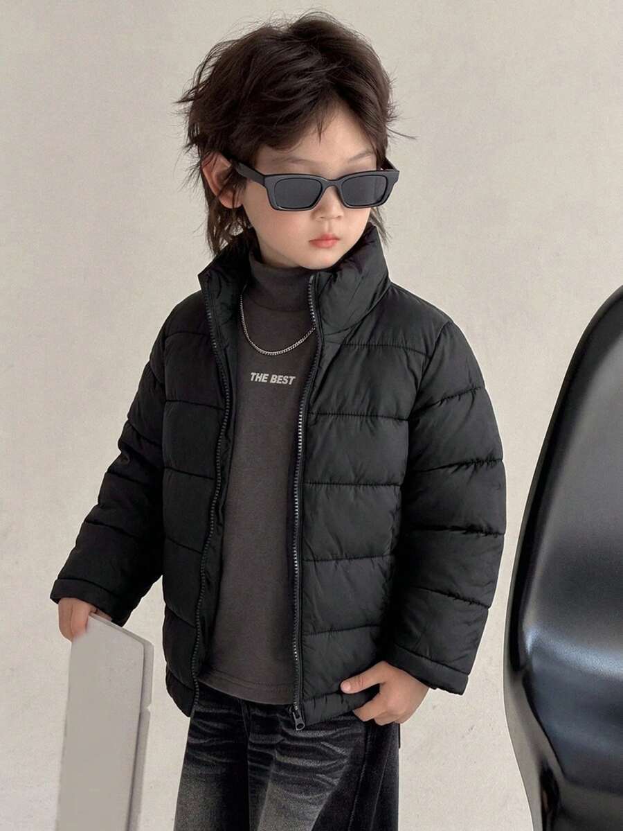 Dazy Kids Young Boy Casual Fashion Zipper Long Sleeve Padded Coat - Black - View 1