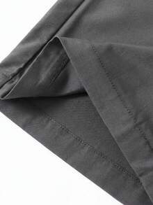 SHEIN 青少年男孩純色工裝口袋直筒寬鬆休閒長褲 - 灰色 - 查看 5